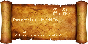 Petrovitz Urbán névjegykártya